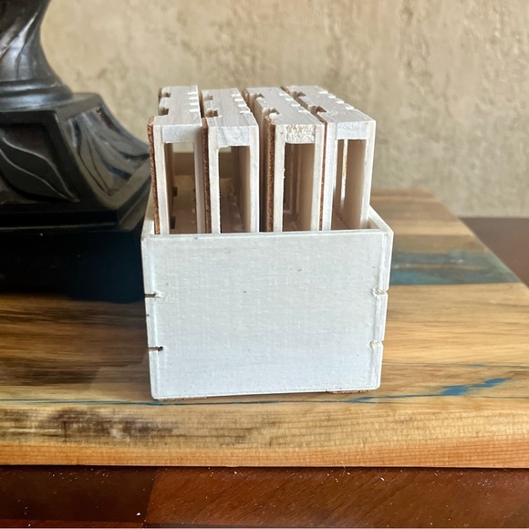 Mini Pallet & Crate Coaster Set Hope Dream Inspore white wash. 4 Coasters crate - Picture 3 of 6